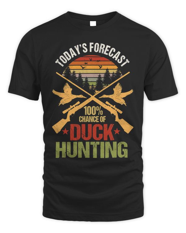 Duck 100 Chance of Duck Hunting Vintage Sunset Themed Hunter 345