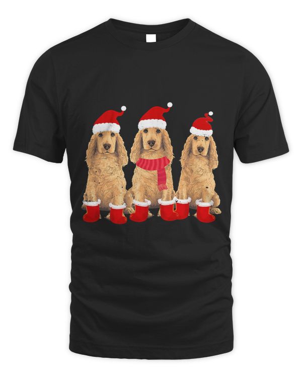 Cocker Spaniel Christmas Santa Hats Sock Dog Lover Xmas Gift T-Shirt