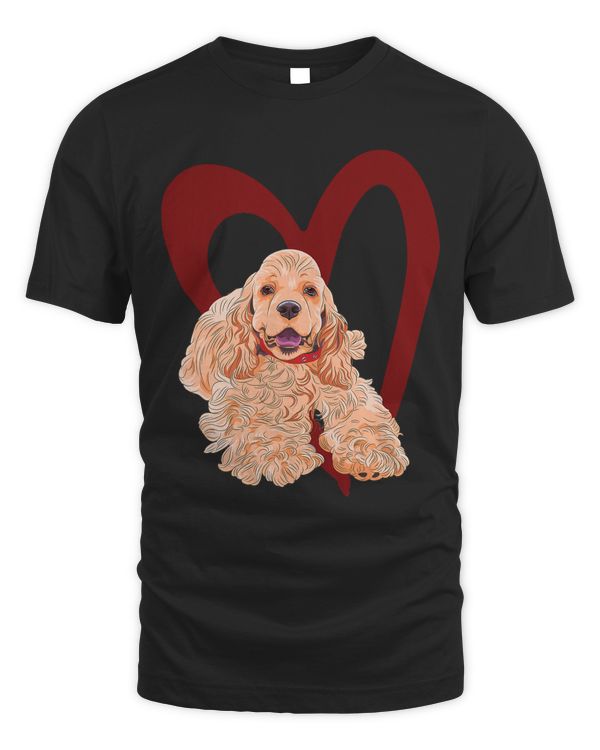 Cocker Spaniel Gift Heart Valentines for Animal Lovers T-Shirt