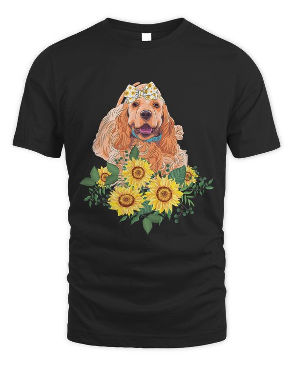 Cocker Spaniel Sunflower Funny Dog Lover Gifts Dog Mom Dad T-Shirt