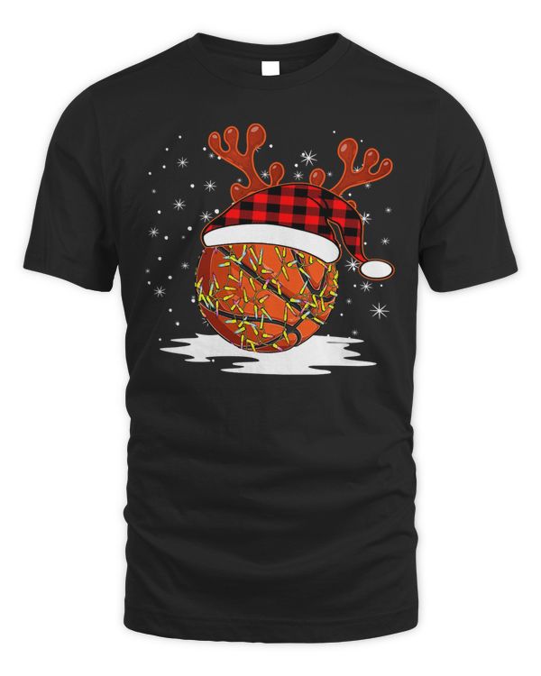 Basketball Christmas Pajamas Santa Hat Red Plaid Reindeer 173