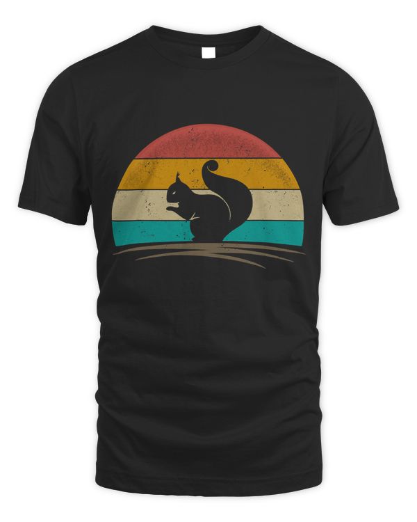 Squirrel Retro Vintage 70s Silhouette Men Women Kids T-Shirt