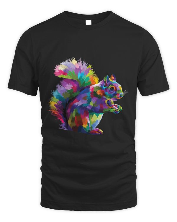 Cute Squirrel Colorful Polygonal Sciuridae Pop Art Escurel T-Shirt
