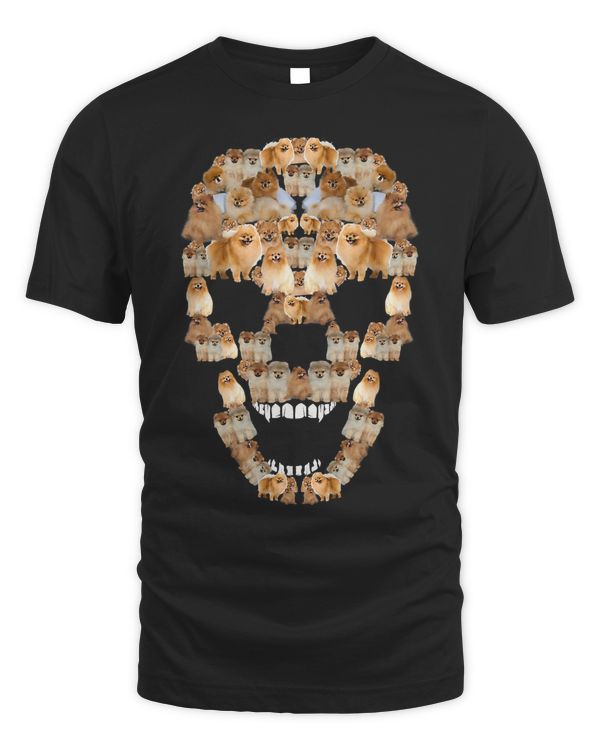 Pomeranian Dog Skull Tee Halloween Costume Dog Lovers T-Shirt