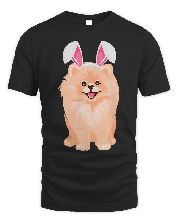Cute Pomeranian Easter Day Bunny Eggs Easter Costume Womens T-Shirt