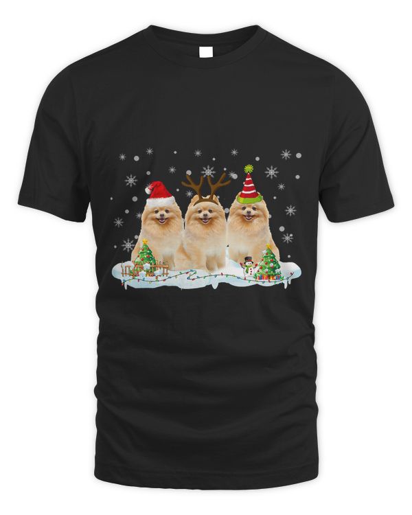 Funny Christmas Pomeranian Santa Reindeer Pomeranian Lover T-Shirt