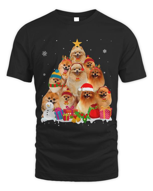 Funny Pomeranian Christmas Tree Pet Dog Lover Gift T-Shirt