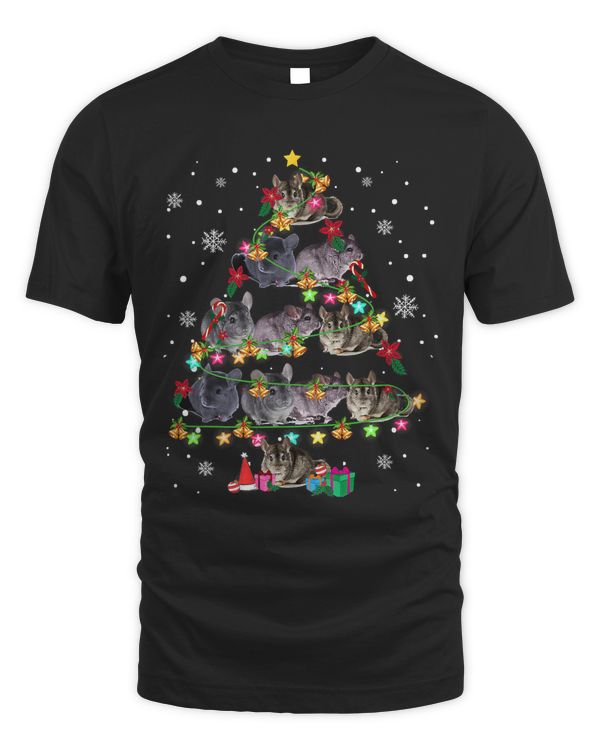Chinchilla Christmas Tree Funny Rodents Lover Xmas Gifts T-Shirt