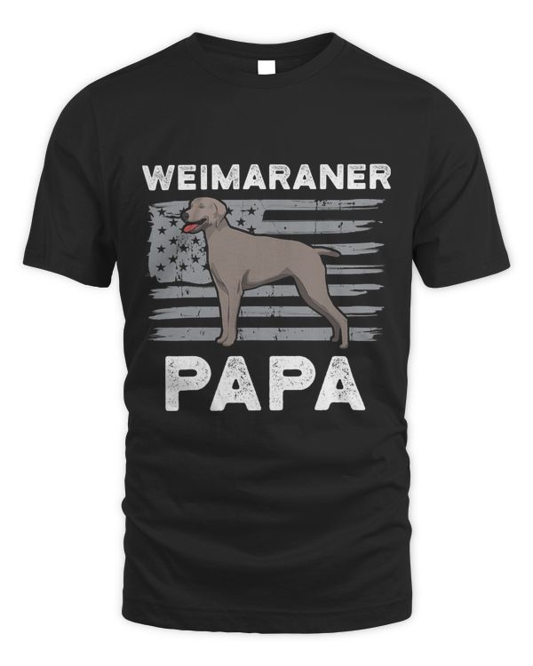 Cute Weimaraner Papa Gift Weim Dog Dad Pet American Flag T-Shirt