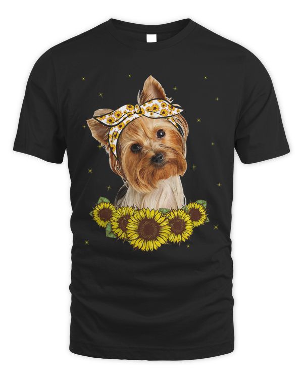 Girls Women Mom Yorkshire Terrier Dog Sunflower Gift T-Shirt