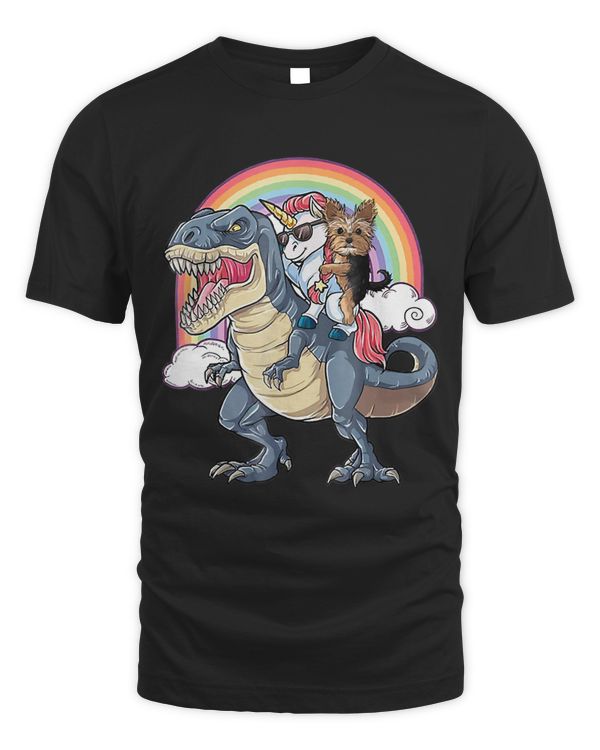 Yorkshire Terrier And Unicorn Ride T-rex Like Boss Shirt