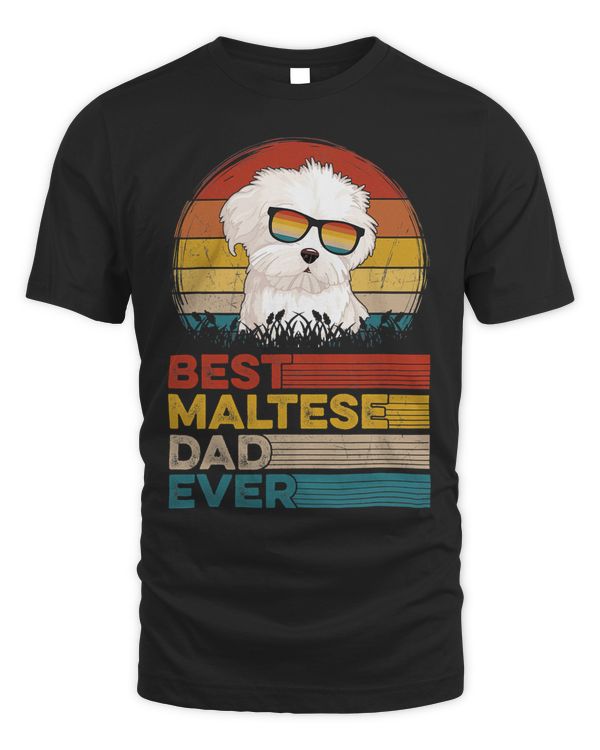 Dog Vintage Best Maltese Dad Ever Gifts Lover T-Shirt