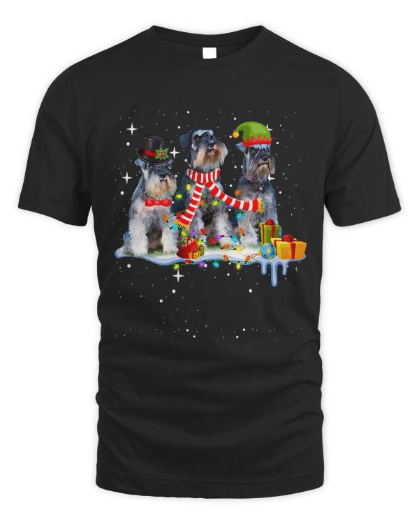 Cute Miniature Schnauzer Christmas Dog T-Shirt