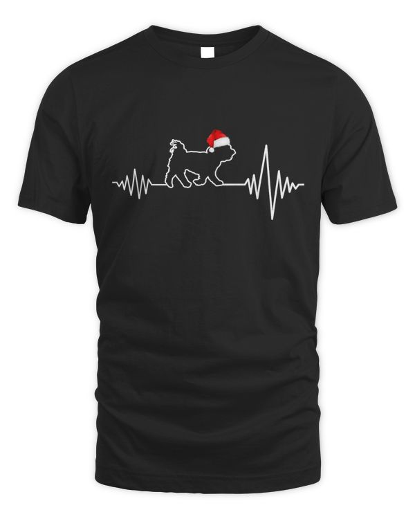 Maltese Heartbeat Santa Hat Christmas Pajamas For Family T-Shirt