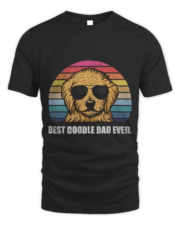 Best Doodle Dad Ever Shirt Vintage Retro Goldendoodle Dad T-Shirt