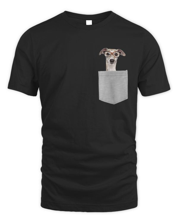 Dog in Your Pocket Greyhound with glasses on T-Shirt