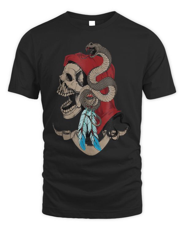 Dream Catcher Skull T-Shirt - Snake Death Day Of The Dead