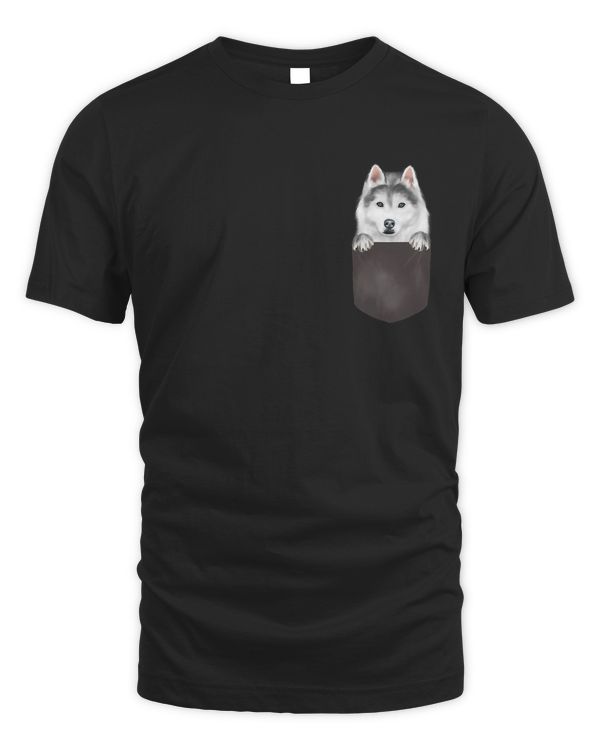 Dog In Pocket Funny Dog Lover Siberian Husky T-Shirt