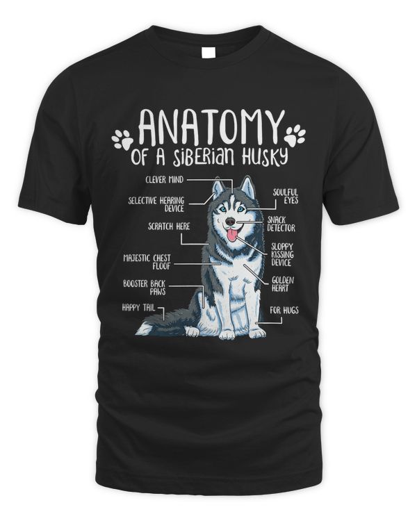 Funny Anatomy Siberian Husky Dog Lover Gift T-Shirt