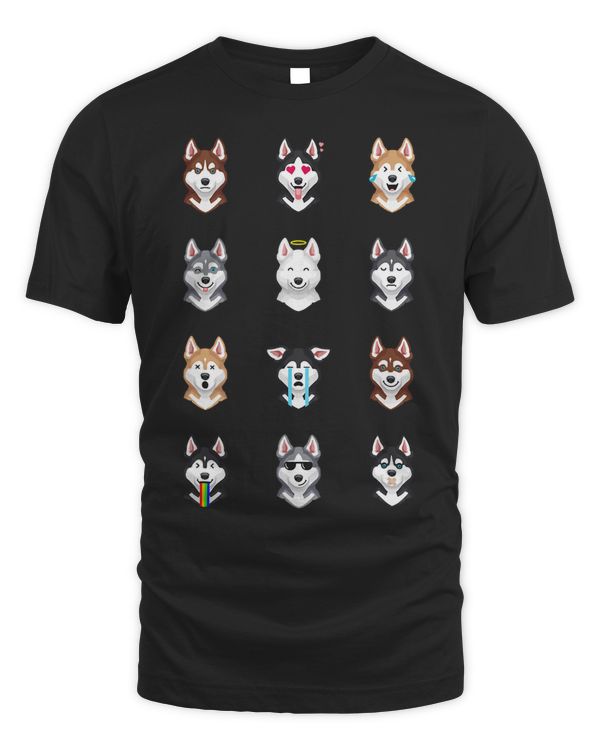 Funny Siberian Husky Emoji T-Shirt