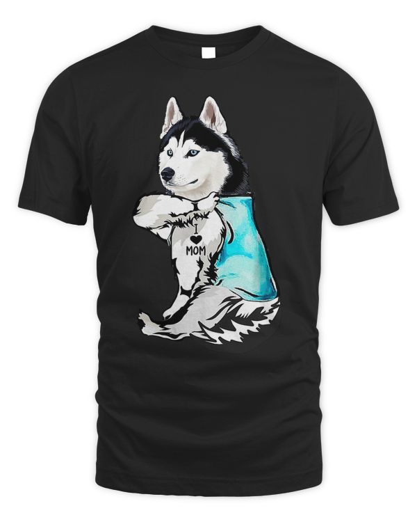 Husky I Love Mom Tattoo T-Shirt