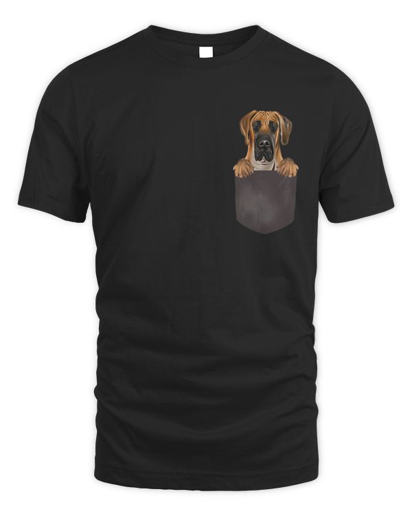 Dog In Pocket Funny Dog Lover Brown Great Dane T-Shirt