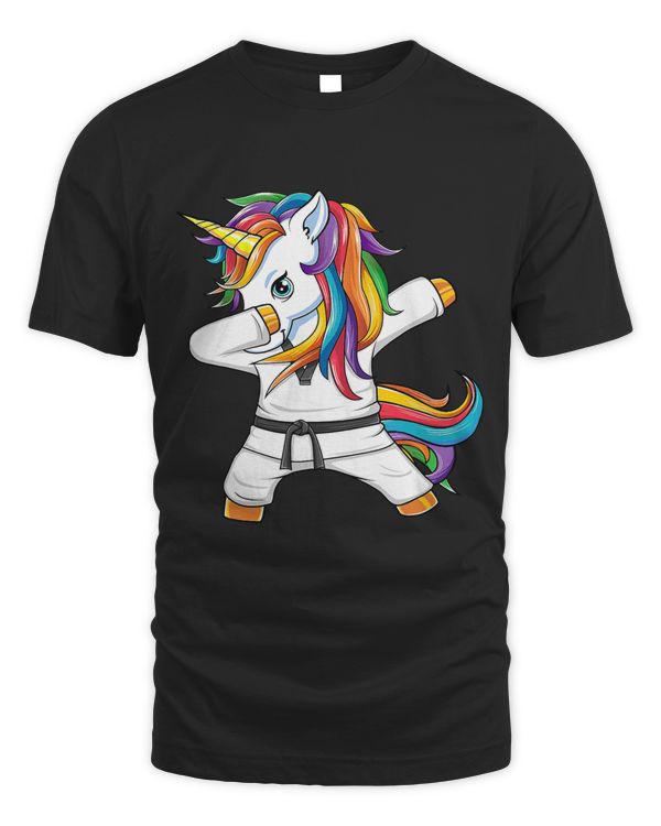 Dabbing Unicorn Karate Taekwondo T-Shirt Kids Girls Gift