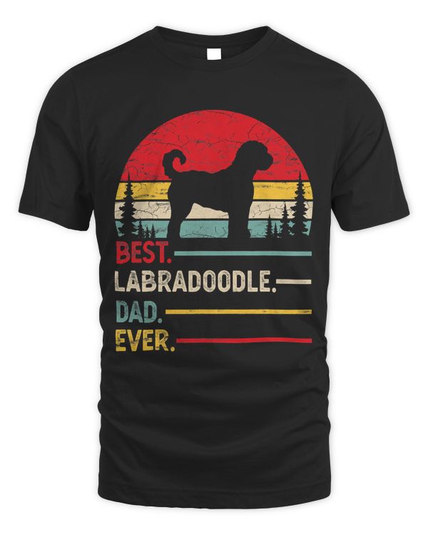 Labradoodle Best Dad Ever Gift Dog Vintage Retro Men T-Shirt