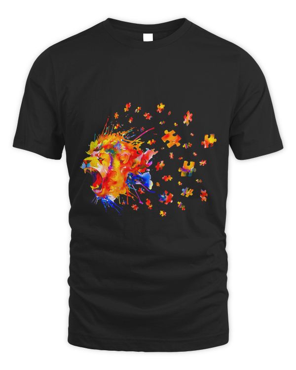 Autism Awareness Roar Cute Lion Puzzle T-Shirt