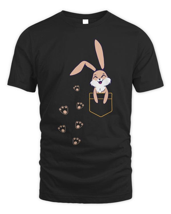 Cute Bunny Rabbit Pocket Easter Day Long Sleeve T-Shirt