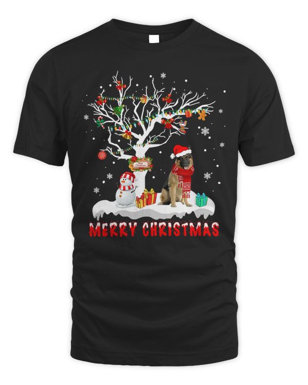 German Shepherd Dog Merry Christmas Snowman Light Christmas Tree 204 Dog Mom Dog Dad