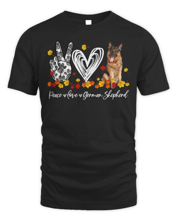 German Shepherd Dog Peace Loves German Shepherd Autumn Leaves Thanksgiving 190 Dog Mom Dog Dad