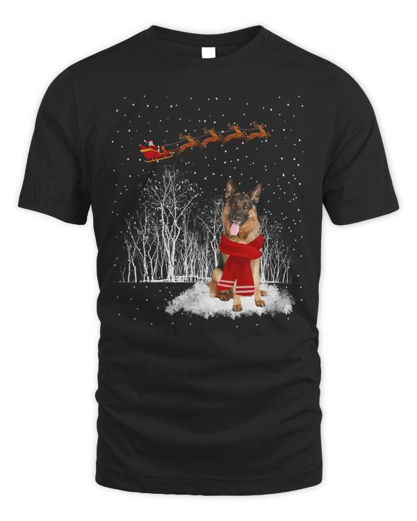 German Shepherd Dog Is Watching The Snow Christmas131 Dog Mom Dog Dad