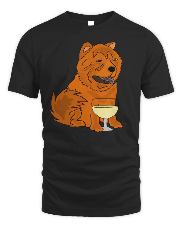 Smilemoretees Funny Red Chow Chow Drinking Wine T-shirt