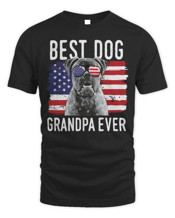 American Flag Best Dog Grandpa Ever Bullmastiff USA Long Sleeve T-Shirt