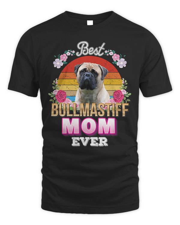 Best Dog Mom Ever Bullmastiff Floral Retro Lover Mother Day T-Shirt