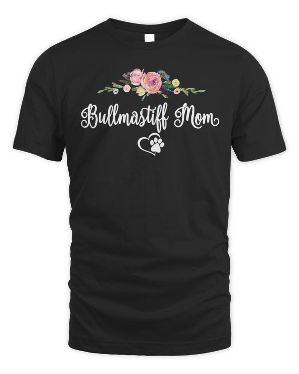 Bullmastiff Dog Mom Floral T-Shirt