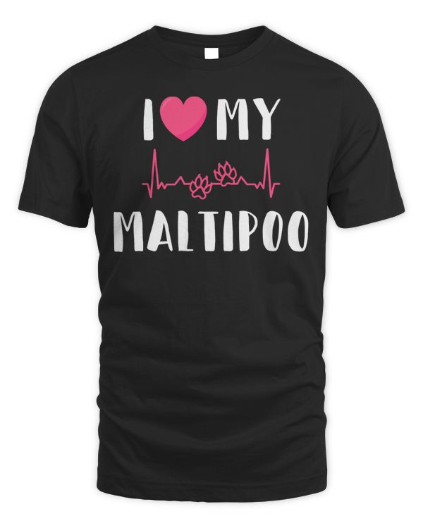 I Love My Maltipoo Adorable Maltese Poodle Dog Lover T-Shirt