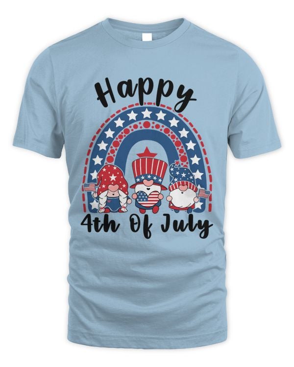 Rainbow Gnomes Patriotic American Flag Cute Gnomes 4th Of July T-Shirt