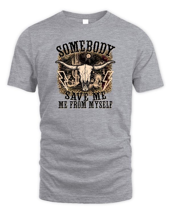 Vintage Somebody Save Me From Myself Floral Skull Retro