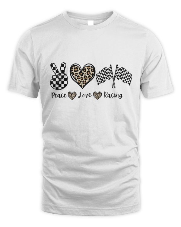 Peace Love Racing Shirt, Funny Car Shirt, Race Car Shirt, Checkered Flag Shirt, Gift For Her
