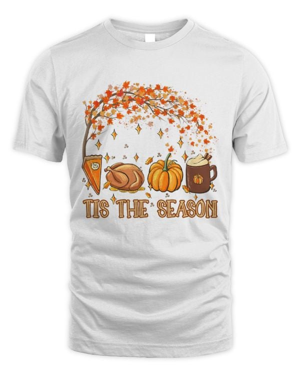 Tis The Season Pumpkin Leaf Latte Fall Thanksgiving ag68