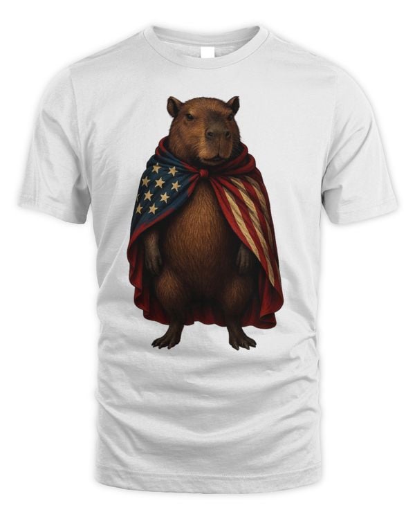 Patriotic Capybara USA American Flag Animal Design 4th Of July