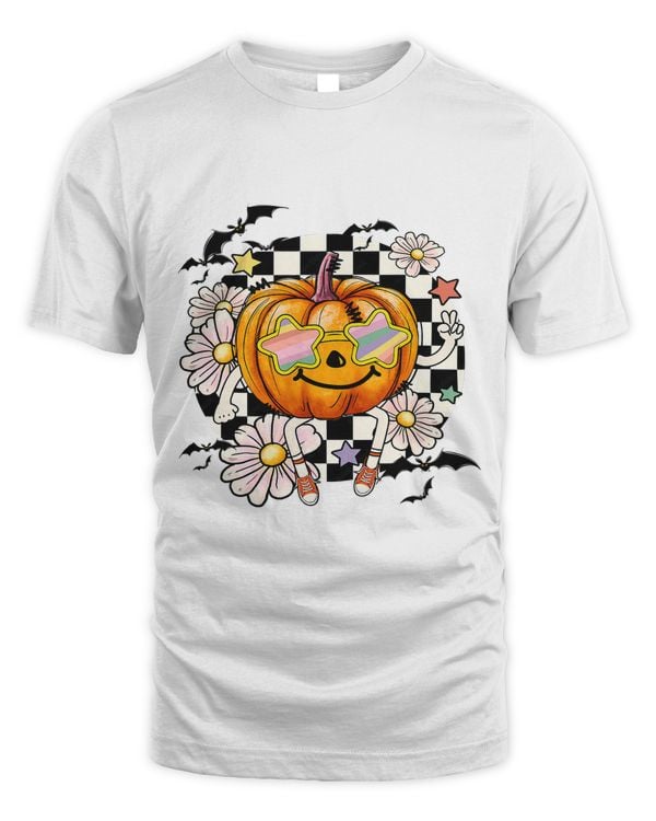 Groovy Pumpkin Spooky Season Flower Bat Fly210