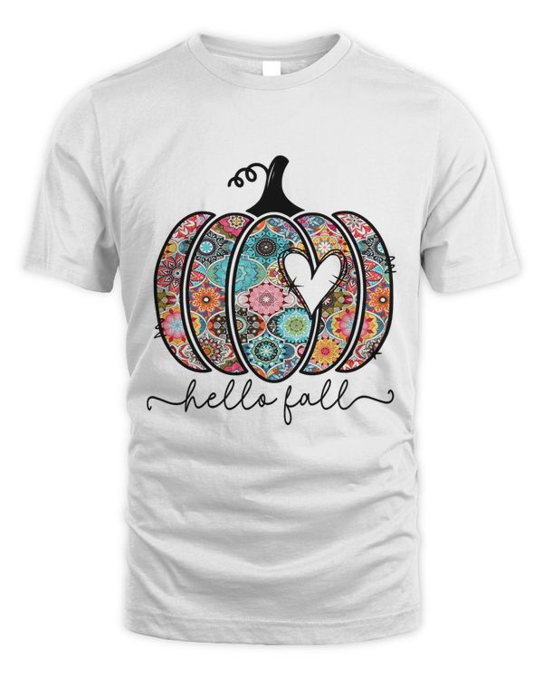 Hello Fall pumpkin Boho Thanksgiving Fall718