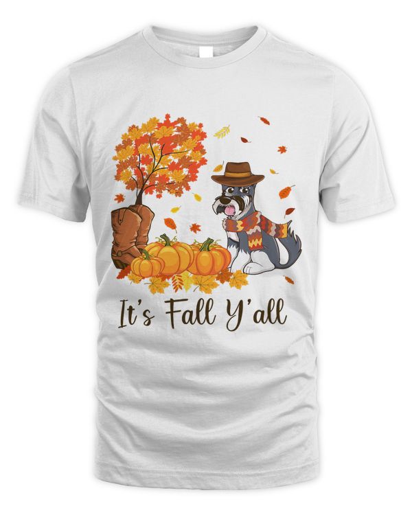 Little Schnauzer Pup Its Fall Yall Pumpkin Crispy Leaves97