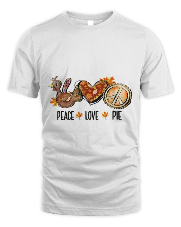Thanksgiving Fall Peace Love Pie Turkey Leopard Autumn Leaf95