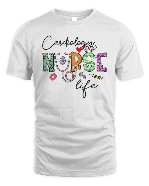 Cardiology Nurse Bunny Nurse Funny Egg Easter Day Floral Wom Premium T-Shirt