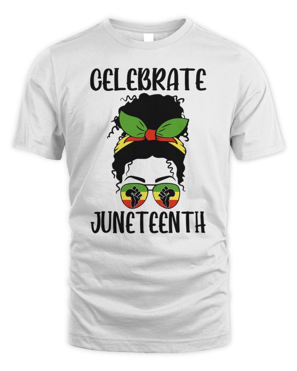 Black Messy Bun Juneteenth Celebrate Independence Freedom