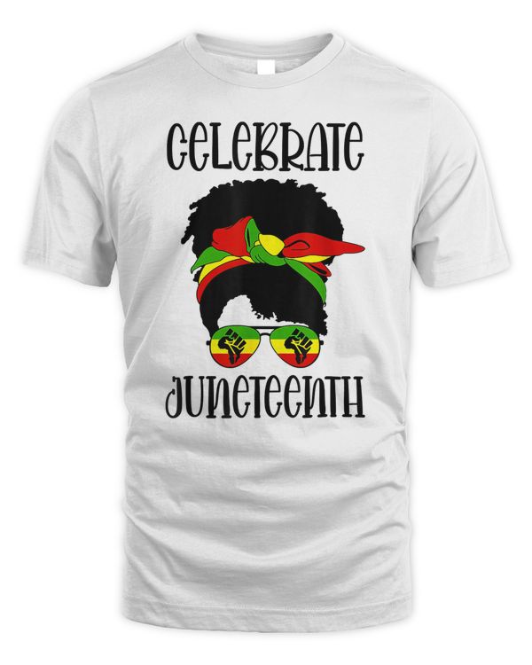Black Women Messy Bun Juneteenth Celebrate